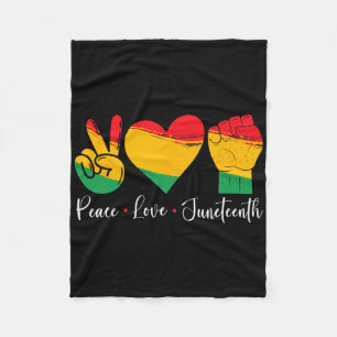Peace Love Juneteenth 1865 Black Pride Mannen Vrou Fleece Deken