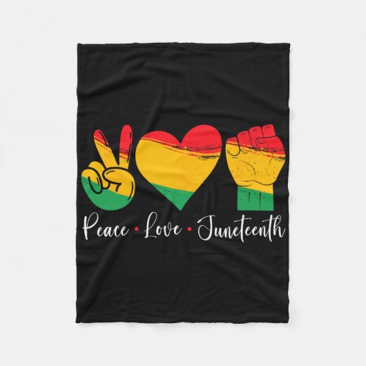 Peace Love Juneteenth 1865 Black Pride Mannen Vrou Fleece Deken (Voorkant)
