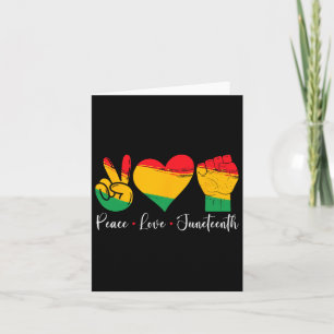Peace Love Juneteenth 1865 Black Pride Mannen Vrou Kaart