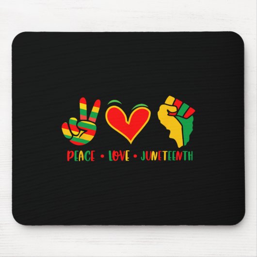 Peace Love Juneteenth 1865 Independence Day Black Muismat (Voorkant)