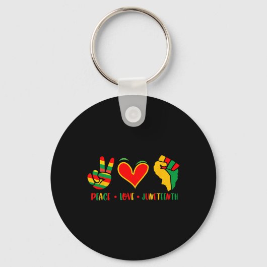 Peace Love Juneteenth 1865 Independence Day Black Sleutelhanger (Voorkant)