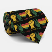 Peace Love Juneteenth african vlag hart en vuist Stropdas (Opgerold)