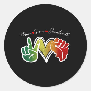 Peace Love Juneteenth Black Pride Freedom 1865 Man Ronde Sticker