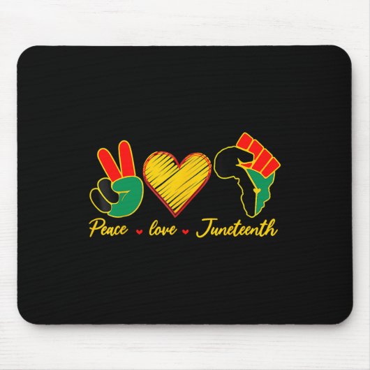 Peace Love Juneteenth Black Pride Freedom 4th of J Muismat (Voorkant)