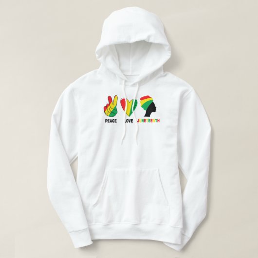Peace Love Juneteenth Pride Black Girl Black Queen Hoodie (Design voorkant)