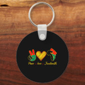 Peace Love Juneteenth Pride Black Girl Black Queen Sleutelhanger (Voorkant)