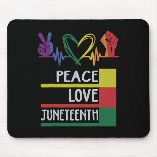 Peace Love Juneteenth Pride Black Girl Queen Vrouw Muismat (Voorkant)