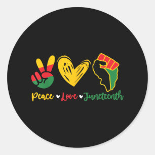 Peace Love Juneteenth voor Black Pride Freedom Ronde Sticker