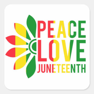 Peace Love Junetetiende Vierkante Sticker