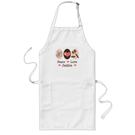 Peace Love Justice Apron Lang Schort (Voorkant)