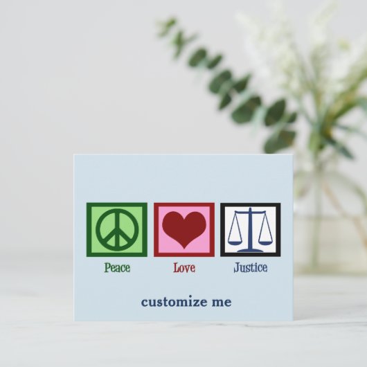 Peace Love Justice Briefkaart (Staand voorkant)