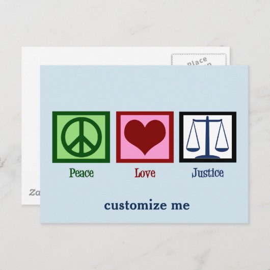 Peace Love Justice Briefkaart (Voorkant / Achterkant)