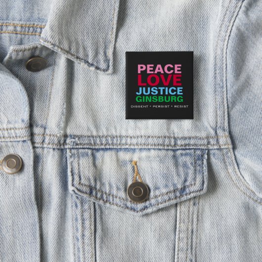 Peace Love Justice GINSBURG Square Vierkante Button 5,1 Cm (In situ)