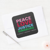 Peace Love Justice GINSBURG Vierkante Sticker (Envelop)