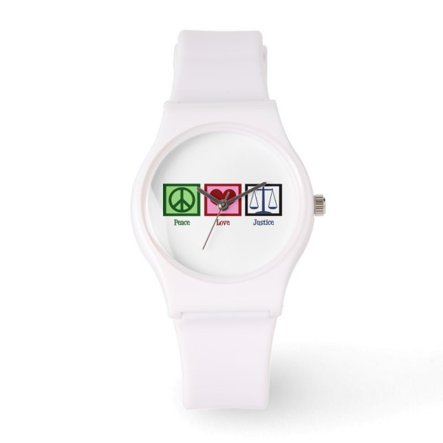 Peace Love Justice Horloge (Voorkant)