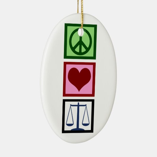 Peace Love Justice Keramisch Ornament (Rechts)