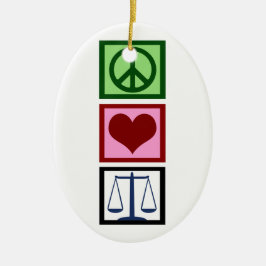 Peace Love Justice Keramisch Ornament