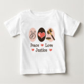 Peace Love Justice Rechter Baby T shirt (Voorkant)