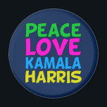 Peace Love Kamala Harris Magneet<br><div class="desc">Schattige Peace Love Kamala Harris is een progressieve democraat die houdt van leuke,  kleurrijke politieke design. Stem op Kamala voor het president in de verkiezingen van 2024. Een leuk liberaal ontwerp in felle kleuren.</div>