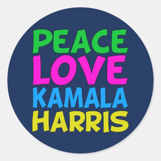 Peace Love Kamala Harris Ronde Sticker (Voorkant)