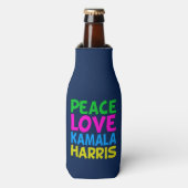 Peace Love Kamala Harris Schattige Blauw Flesjeskoeler (Fles Voorkant)