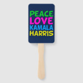 Peace Love Kamala Harris Schattige Blauw Handwaaier (Achterkant)