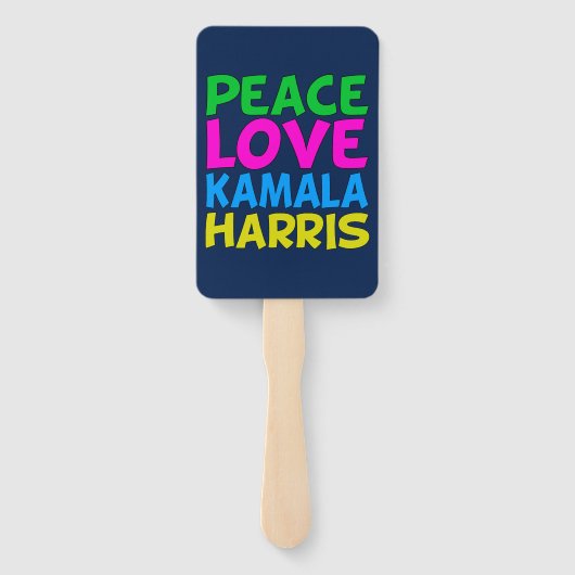 Peace Love Kamala Harris Schattige Blauw Handwaaier (Achterkant)