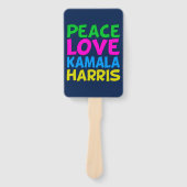 Peace Love Kamala Harris Schattige Blauw Handwaaier (Voorkant)