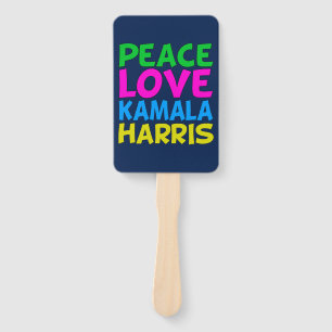 Peace Love Kamala Harris Schattige Blauw Handwaaier