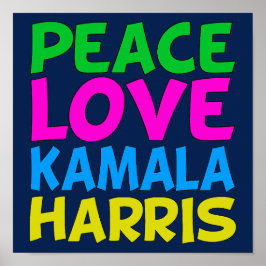 Peace Love Kamala Harris Schattige Blauw Poster