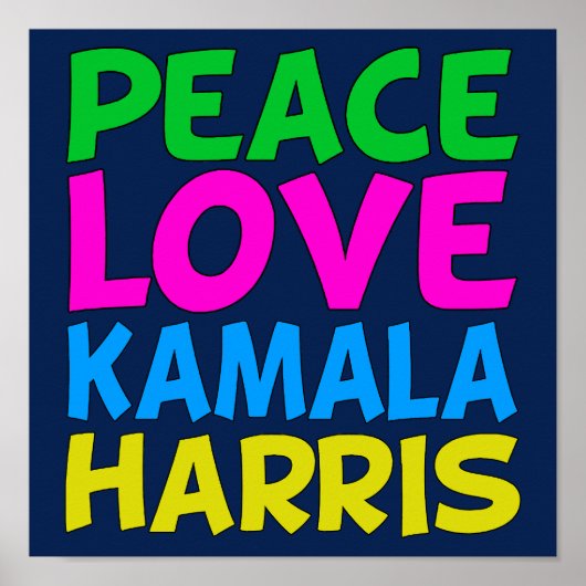 Peace Love Kamala Harris Schattige Blauw Poster (Voorkant)