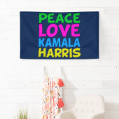 Peace Love Kamala Harris Schattige Blauw Spandoek (Insitu)