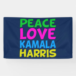 Peace Love Kamala Harris Schattige Blauw Spandoek