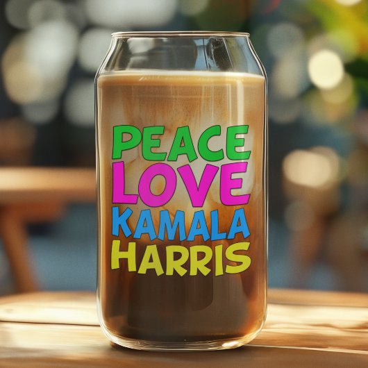 Peace Love Kamala Harris Schattigee verkiezingen Blikvorm Glas