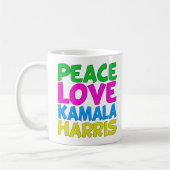 Peace Love Kamala Harris Schattigee verkiezingen Koffiemok (Links)