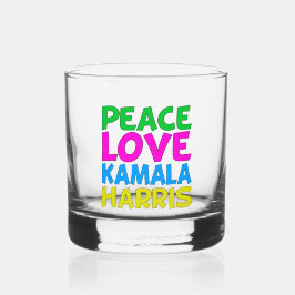 Peace Love Kamala Harris Schattigee verkiezingen Whisky Glas