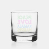Peace Love Kamala Harris Schattigee verkiezingen Whisky Glas (Achterkant)