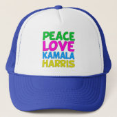 Peace Love Kamala Harris Trucker Pet (Voorkant)