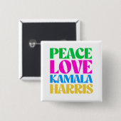 Peace Love Kamala Harris Vierkante Button 5,1 Cm (Voorkant /achterkant)
