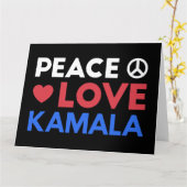 Peace Love Kamala I - Kamala Harris voor President Kaart (Gele Bloem)