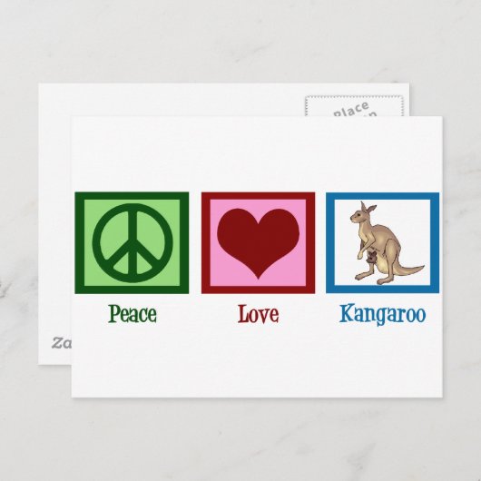 Peace Love Kangaroo Briefkaart (Voorkant / Achterkant)