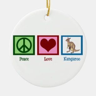 Peace Love Kangaroo Keramisch Ornament