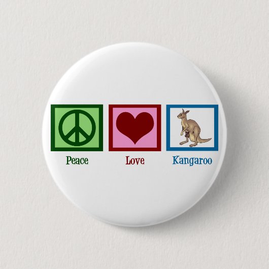 Peace Love Kangaroo Ronde Button 5,7 Cm (Voorkant)