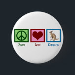 Peace Love Kangaroo Ronde Button 5,7 Cm<br><div class="desc">Een vredesteken,  hart en schattige kangoeroe. Ik hou van  Australische dierencadeaus. Peace Love Kangaroos.</div>