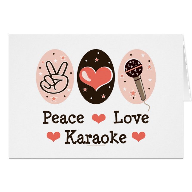 Peace Love Karaoke Blank Card (Voorkant Horizontaal)