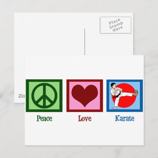 Peace Love Karate Briefkaart (Voorkant / Achterkant)