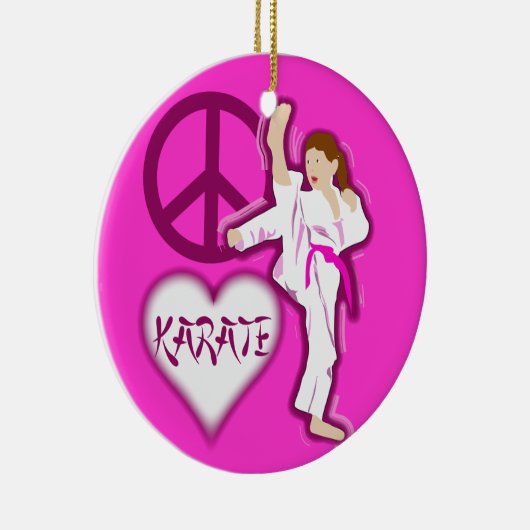 Peace Love Karate Girl Customize Personalized Keramisch Ornament (Rechts)