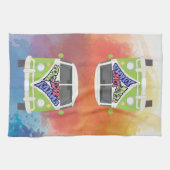 Peace Love Karma hippie rainbow waterverf van Theedoek (Horizontaal)