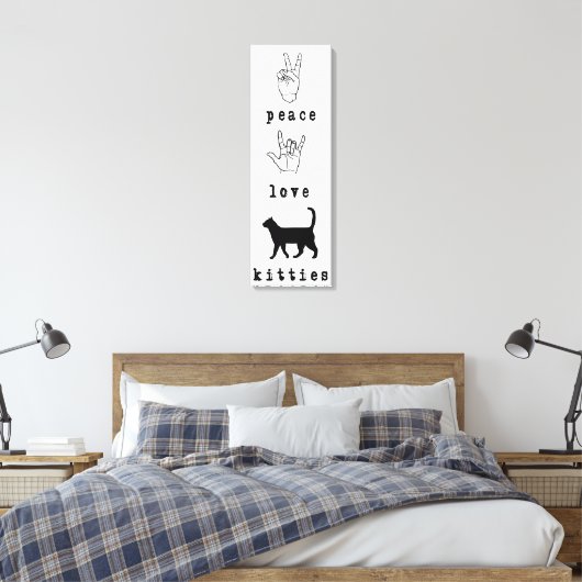 Peace Love Katten Cat Lover Art Canvas (Insitu (Slaapkamer))