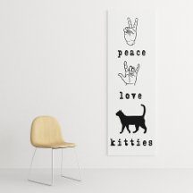 Peace Love Katten Cat Lover Art Canvas